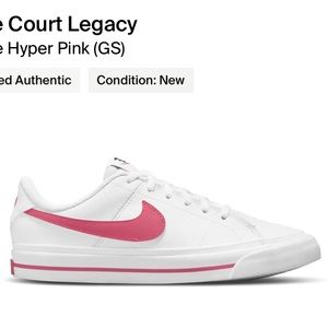 NEW Nike court legacy hyper pink size 5.5 youth (6 woman’s )